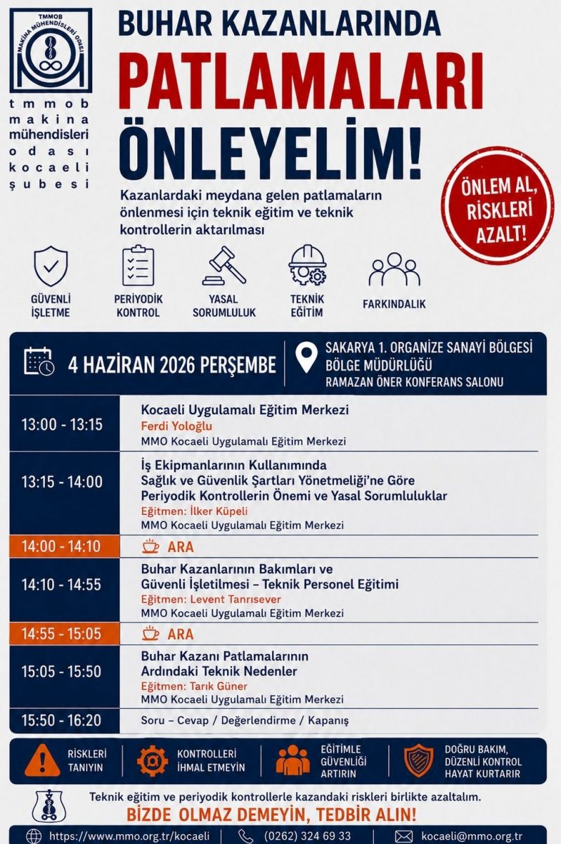 Buhar Kazanlarında Güvenli İşletme, Teknik Riskler ve Periyodik Kontroller Semineri Hakkında