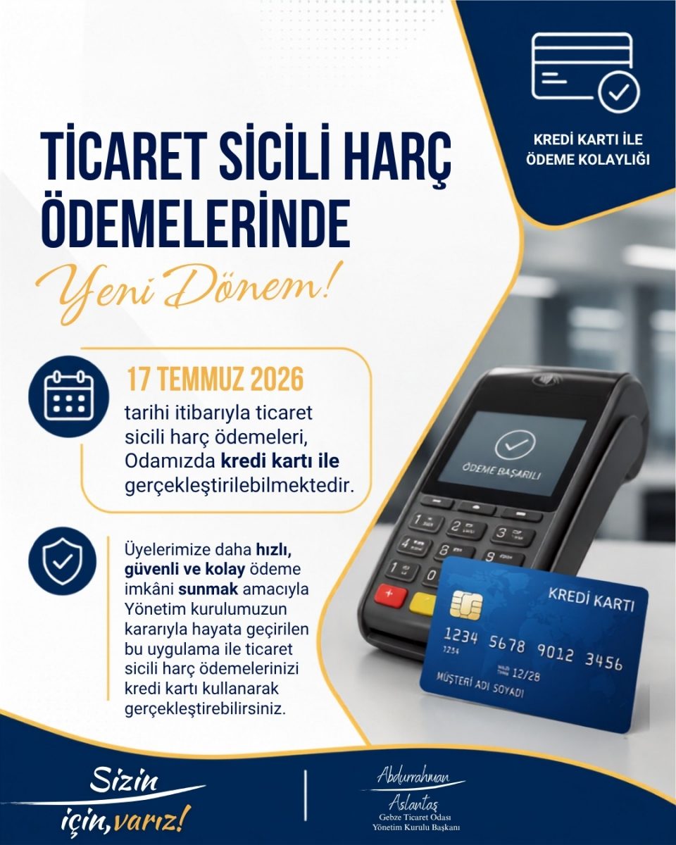TİCARET SİCİL ÖDEMELERİNDE YENİ DÖNEM !